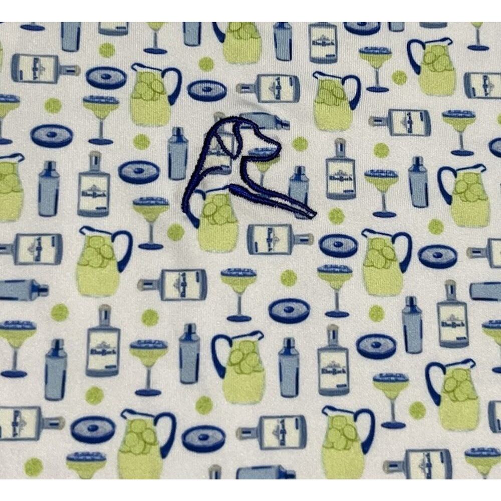 Men's Patterned Short-Sleeve Rhoback - White with Blue & Lime Cocktail Print - Picture 6 of 13